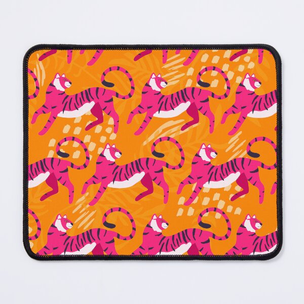 Item preview, Bright Pink Tigers on Orange Pattern designed and sold by BlueLela.