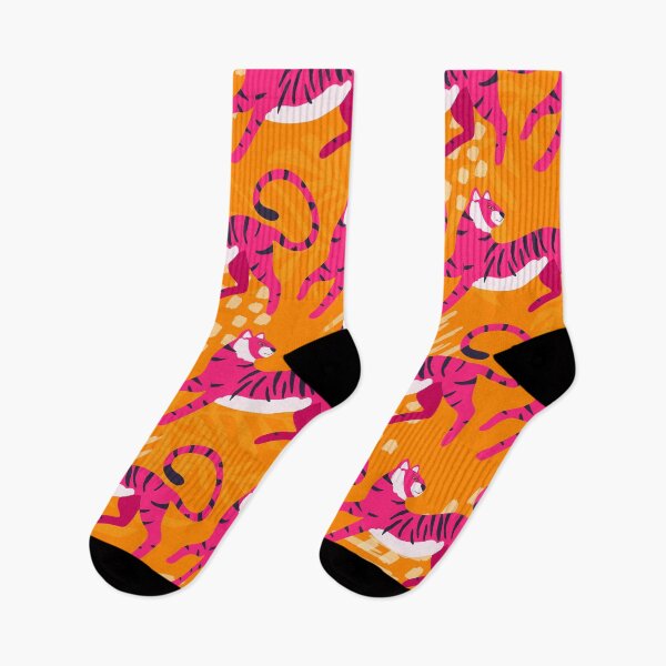 Item preview, Bright Pink Tigers on Orange Pattern designed and sold by BlueLela.