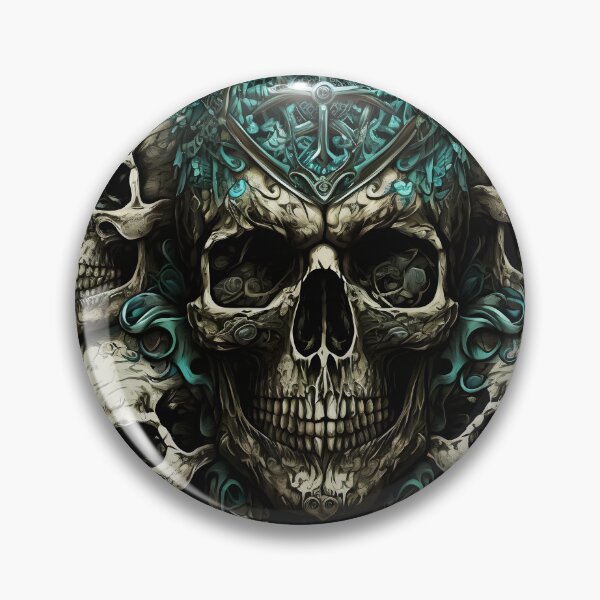 Item preview, Ornate Gothic Skulls with Sword in Teal Mist designed and sold by lazarus93.