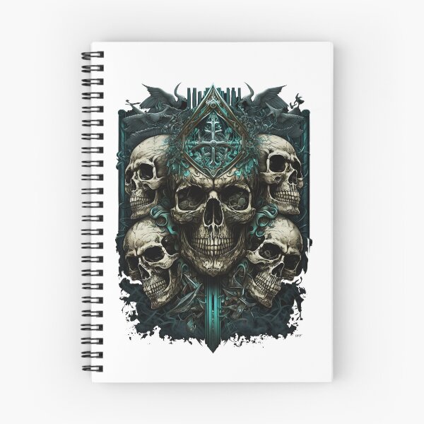 Item preview, Ornate Gothic Skulls with Sword in Teal Mist designed and sold by lazarus93.