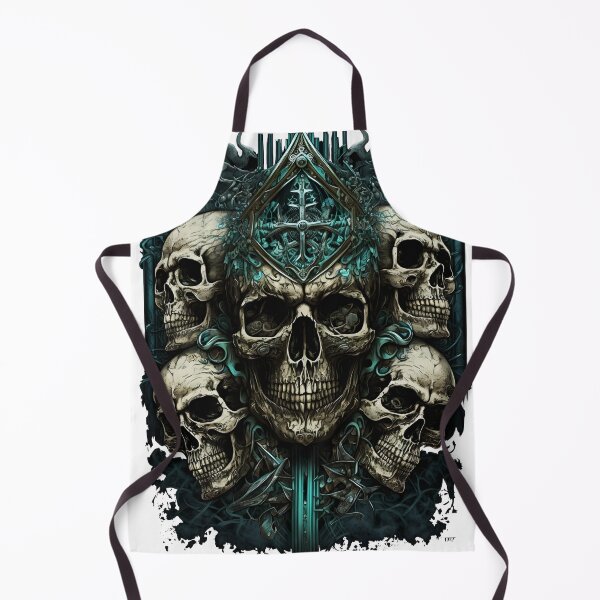 Item preview, Ornate Gothic Skulls with Sword in Teal Mist designed and sold by lazarus93.