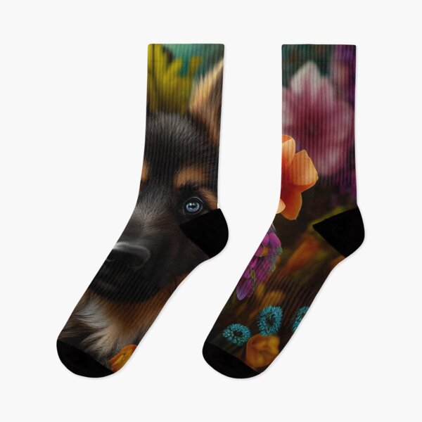 Item preview, German Shephard Puppy Surrounded by Flowers designed and sold by Expressive Vision.