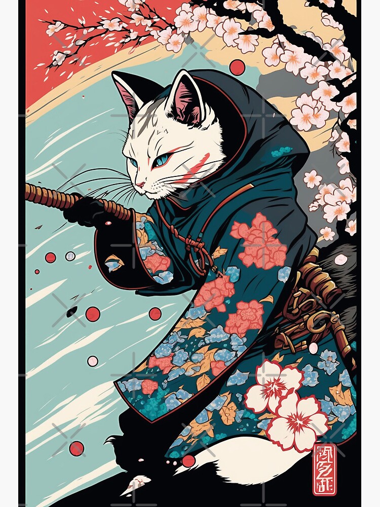 Ninja Cat, Japanese Cat Art | Art Board Print