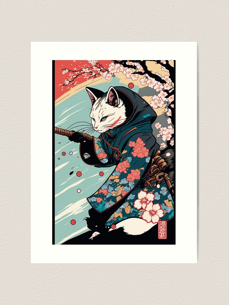 Ninja Cat, Japanese Cat Art