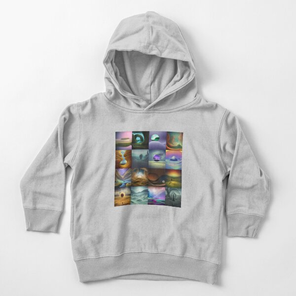 Surreal: This word typically evokes images of dreamlike landscapes, distorted shapes and figures, and otherworldly scenes. Toddler Pullover Hoodie