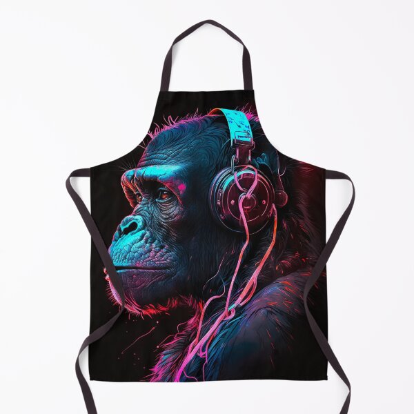 Item preview, DJ Monkey with Headphones Black designed and sold by generated-c.