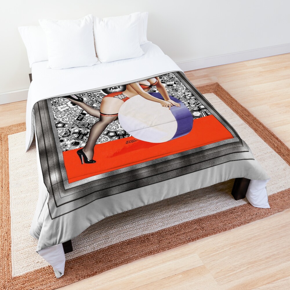 Its Time To Roll by Peter Driben - Raven Haired Beauty On A Drum 3 It's Time To Roll by Peter Driben Remastered Xzendor7 Vintage Illustration Art Reproductions Comforter
