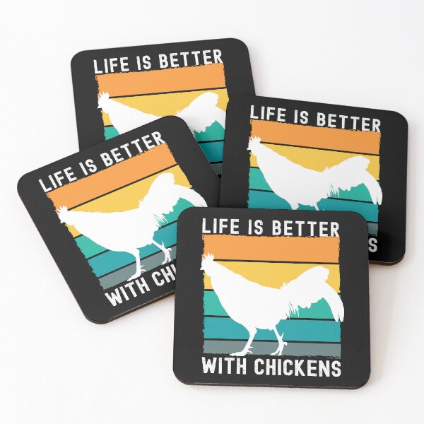 Item preview, Life Is Better With Chickens Retro Square Sunset For Dark Colors Design designed and sold by designsmostfowl.