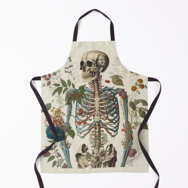 Item preview, Bones and botany skeleton drawing with flowers designed and sold by PeriwinkleStone.