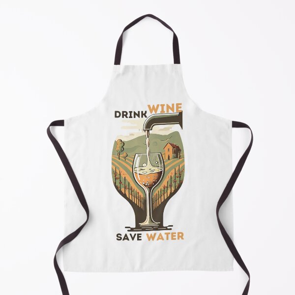 Item preview, Drink Wine, Save Water - Wine Glass and Vineyard Illustration designed and sold by Liseri.