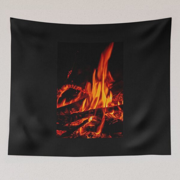 Item preview, Logfire in fireplace, bright flame and fire from burning woods designed and sold by SvarunPogani.