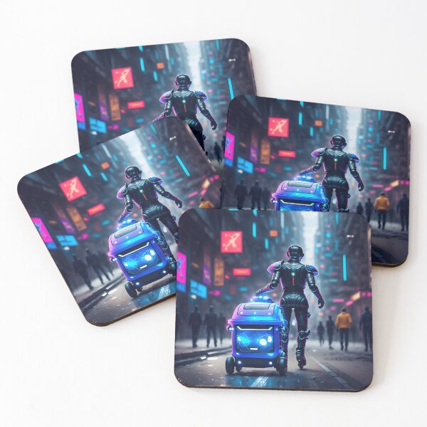 Item preview, Delivery Robots in Futuristic City designed and sold by NickoGibson.