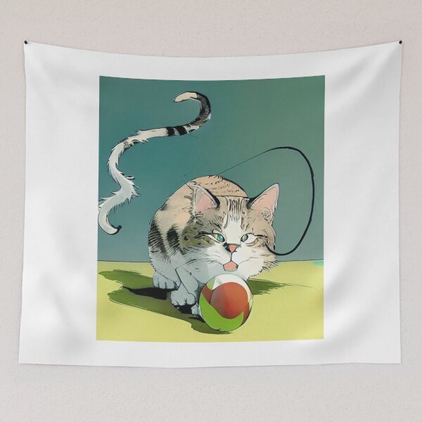 Item preview,  Cat Playing With A Ball Of St classic designed and sold by SociableAnimals.