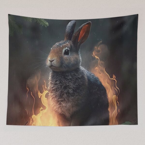 Item preview, rabbit in the fire designed and sold by WallArtExclusiv.