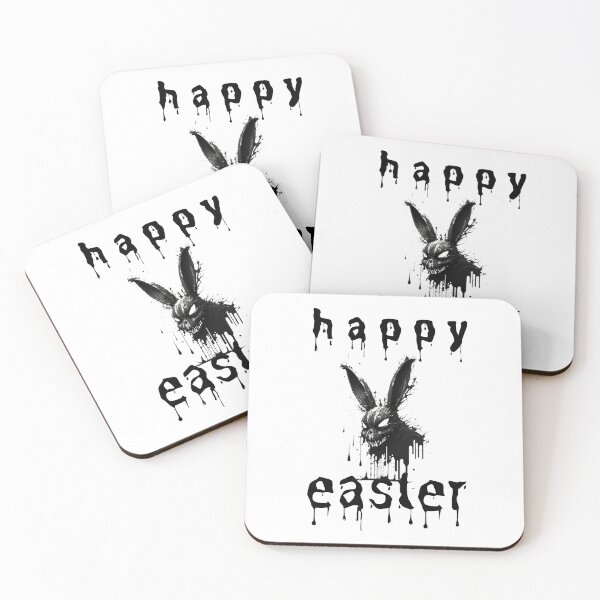 Item preview, Black And White Goth Happy Easter Creepy Bunny designed and sold by GrumpyFella.