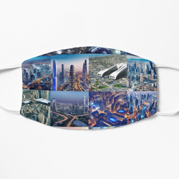 Futuristic: sleek cities, high-tech cities, advanced gadgets, cutting-edge technologies, sleek, cities, high-tech, advanced, gadgets, cutting-edge, technologies Flat Mask