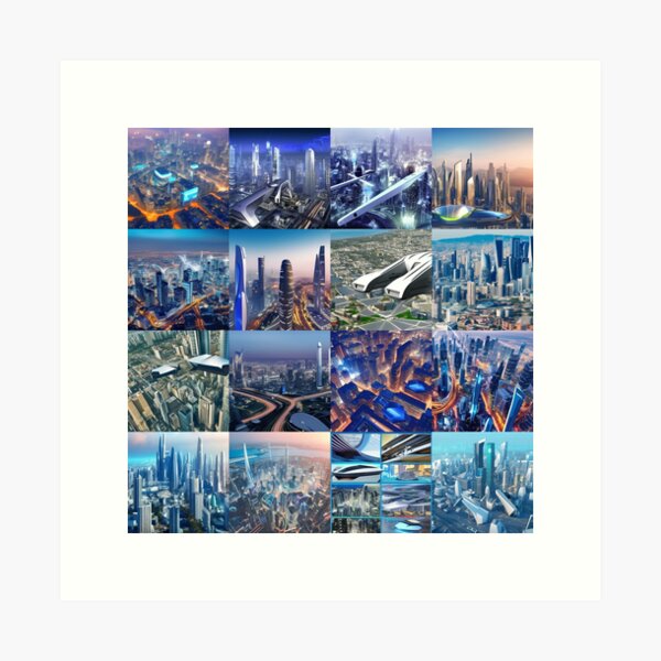 Futuristic: sleek cities, high-tech cities, advanced gadgets, cutting-edge technologies, sleek, cities, high-tech, advanced, gadgets, cutting-edge, technologies Art Print