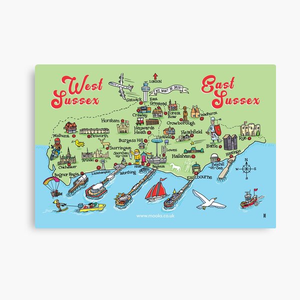 Item preview, Cartoon Map of East and West Sussex by Russ Iden Art designed and sold by RussIdenArt.