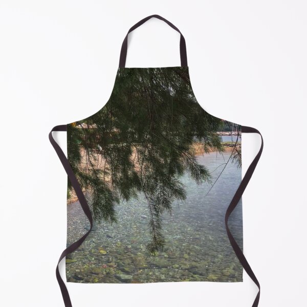Artikelvorschau, Steinmeeresoberfläche in unberührtem klarem Wasser unter einem Tannenbaum entworfen und verkauft von Khala.