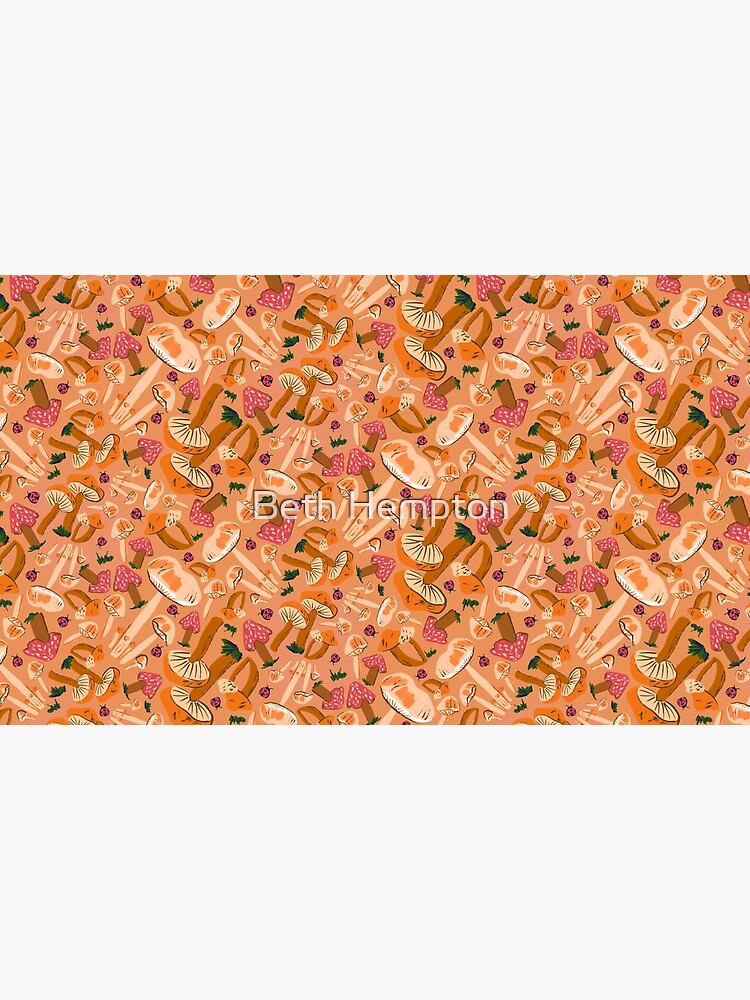 Thumbnail 6 of 6, Pet Bandana, Mushroom Mania cute shroom & ladybug cottagecore pattern in orange palette designed and sold by Beth Hempton.