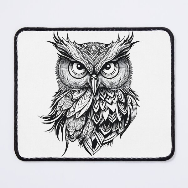 Item preview, Black and White Owl Illustration designed and sold by RingSenev.