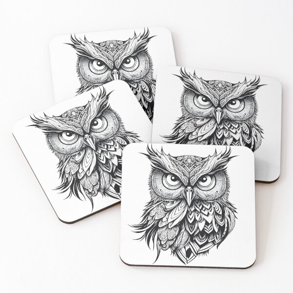 Item preview, Black and White Owl Illustration designed and sold by RingSenev.