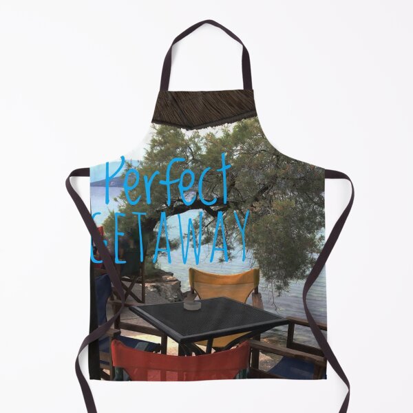 Item preview, At a cafe on Mediterranean sea with text Perfect Getaway  designed and sold by Khala.