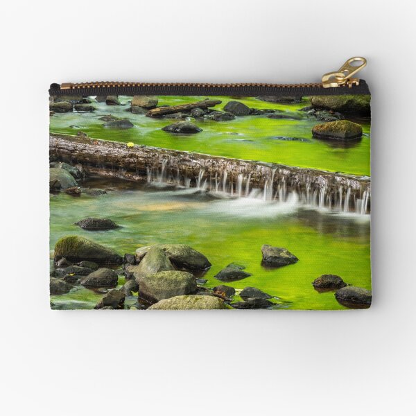 cascade on the little stream with stones in forest Zipper Pouch
