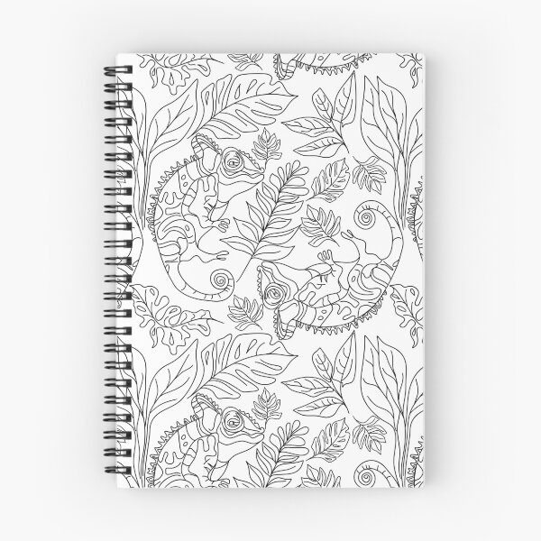 Item preview, Animalistic pattern with chameleons in line art technique designed and sold by Mashusha-art.