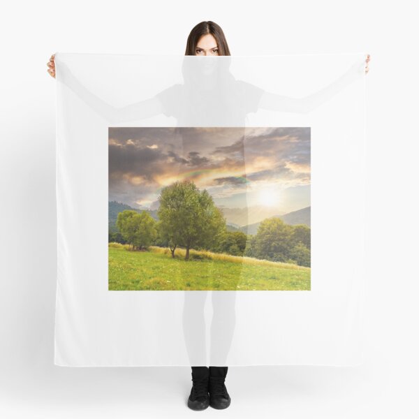 meadow near the forest in mountains at sunset Scarf