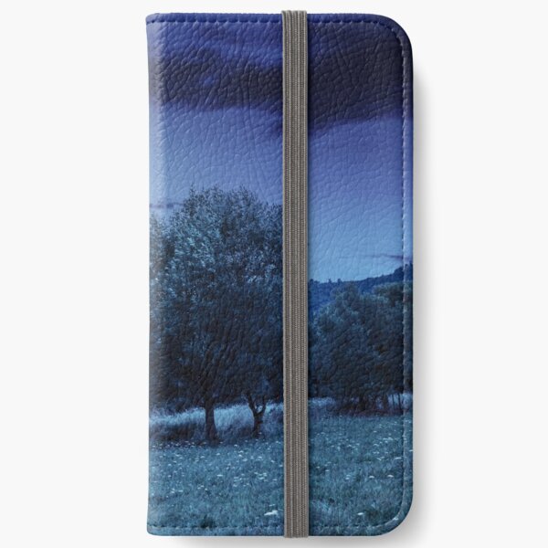 meadow near the forest in mountains at night iPhone Wallet