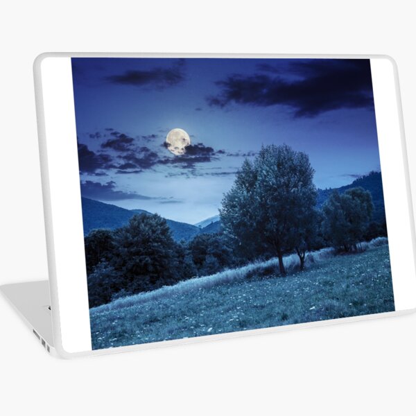 meadow near the forest in mountains at night Laptop Skin