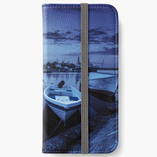 fishing boats in port of Sozopol at night iPhone Wallet