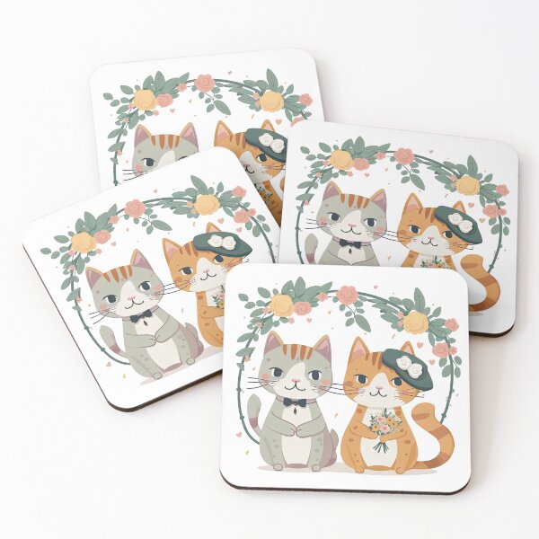 Item preview, Two cute cats in love - Wedding day - Marriage - Happy ever after kittens designed and sold by JustSimpleUK.