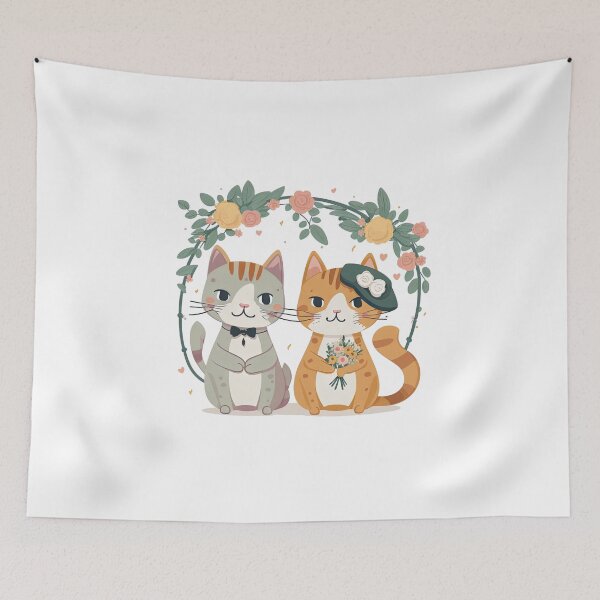 Item preview, Two cute cats in love - Wedding day - Marriage - Happy ever after kittens designed and sold by JustSimpleUK.
