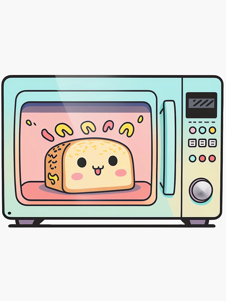 cute microwave sticker collection Stock Vector