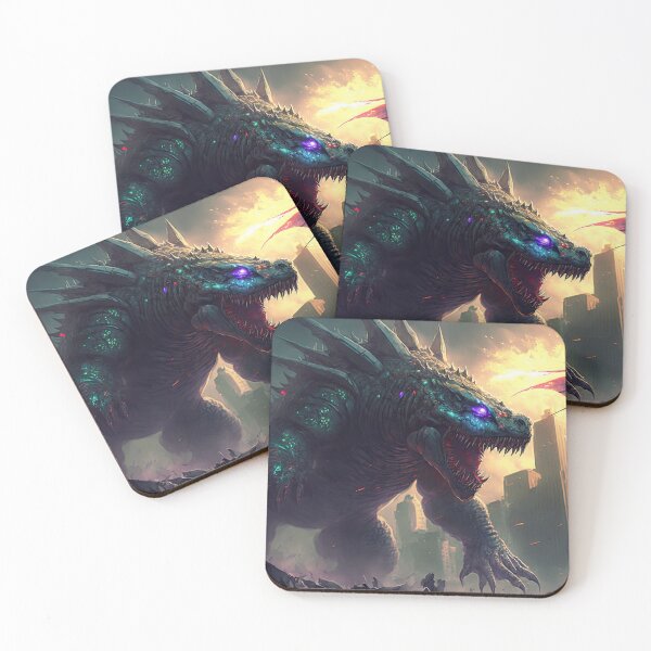 Item preview, Kaiju Monster Battle In The City Giant Lizard Creature vs Fire Dragon Stomping Beast designed and sold by ultra-cool.