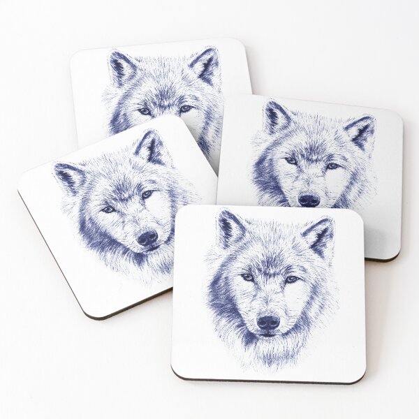 Aperçu de l'œuvre Portrait loup en transparence - version colorisée bleu créée et vendue par SylvieG18.