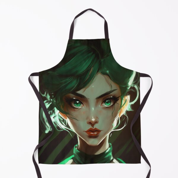 Item preview, Emerald Dreams: A Beautiful Anime Girl Portrait with Vivid Green Colors designed and sold by EmeraldeaArt.