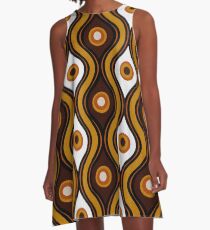 Retro 1970's Style Seventies Vintage Pattern A-Line Dress