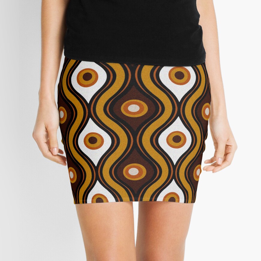 Retro 1970's Style Seventies Vintage Pattern Mini Skirt