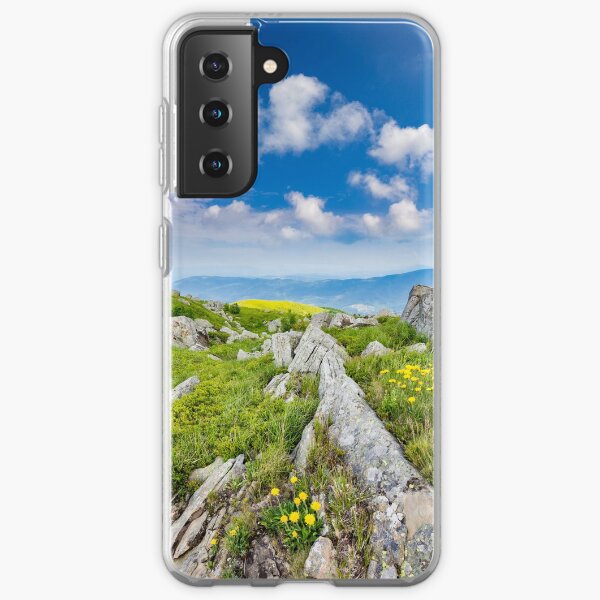 dandelions among the rocks on hillside Samsung Galaxy Soft Case