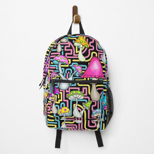 Item preview, mushrooms psychedelic art techno pattern designed and sold by ClockInClockOut.