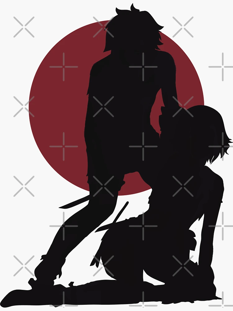 Danmachi Or Is It Wrong To Try Or Dungeon Ni Deai Season 4 Anime Characters  Bell And Ryuu Bleeding In Red Minimalist Sunset Vintage Design | Poster