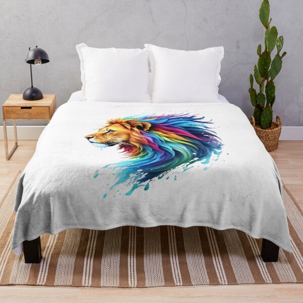Item preview, Lion Digital Painting - Rainbow Splash of Ink designed and sold by Azayda Designs.
