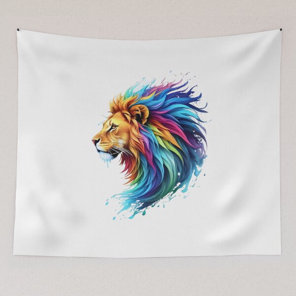 Item preview, Lion Digital Painting - Rainbow Splash of Ink designed and sold by Azayda Designs.
