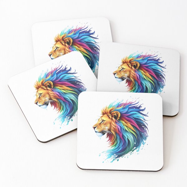Item preview, Lion Digital Painting - Rainbow Splash of Ink designed and sold by Azayda Designs.