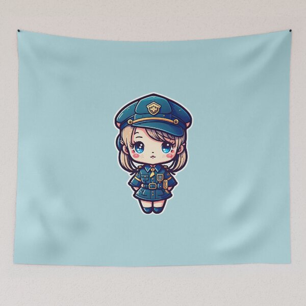 Item preview, Cute Police Women In Uniform Chasing Justice Crime Stopper designed and sold by ultra-cute.