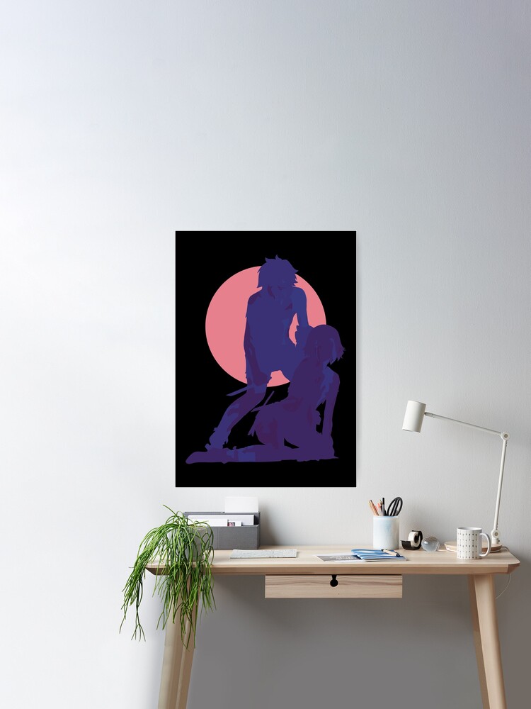Danmachi Or Is It Wrong To Try Or Dungeon Ni Deai Season 4 Anime Characters  Bell And Ryuu Bleeding In Blue Minimalist Sunset Vintage Design Poster for  Sale by Animangapoi