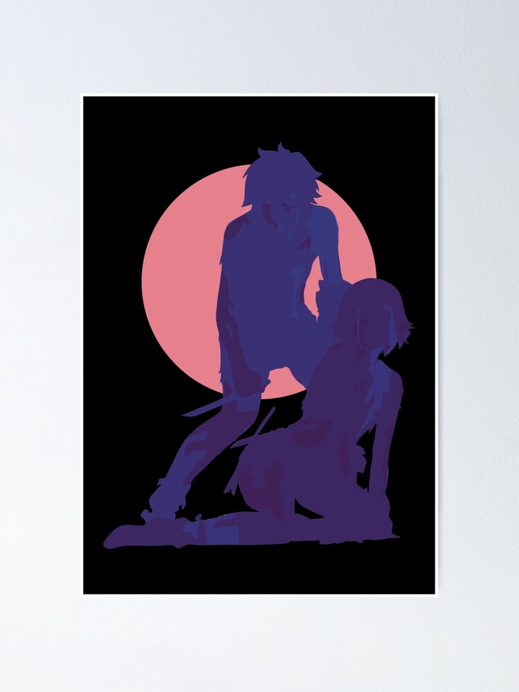 Danmachi Or Is It Wrong To Try Or Dungeon Ni Deai Season 4 Anime Characters  Bell And Ryuu Bleeding In Blue Minimalist Sunset Vintage Design Poster for  Sale by Animangapoi